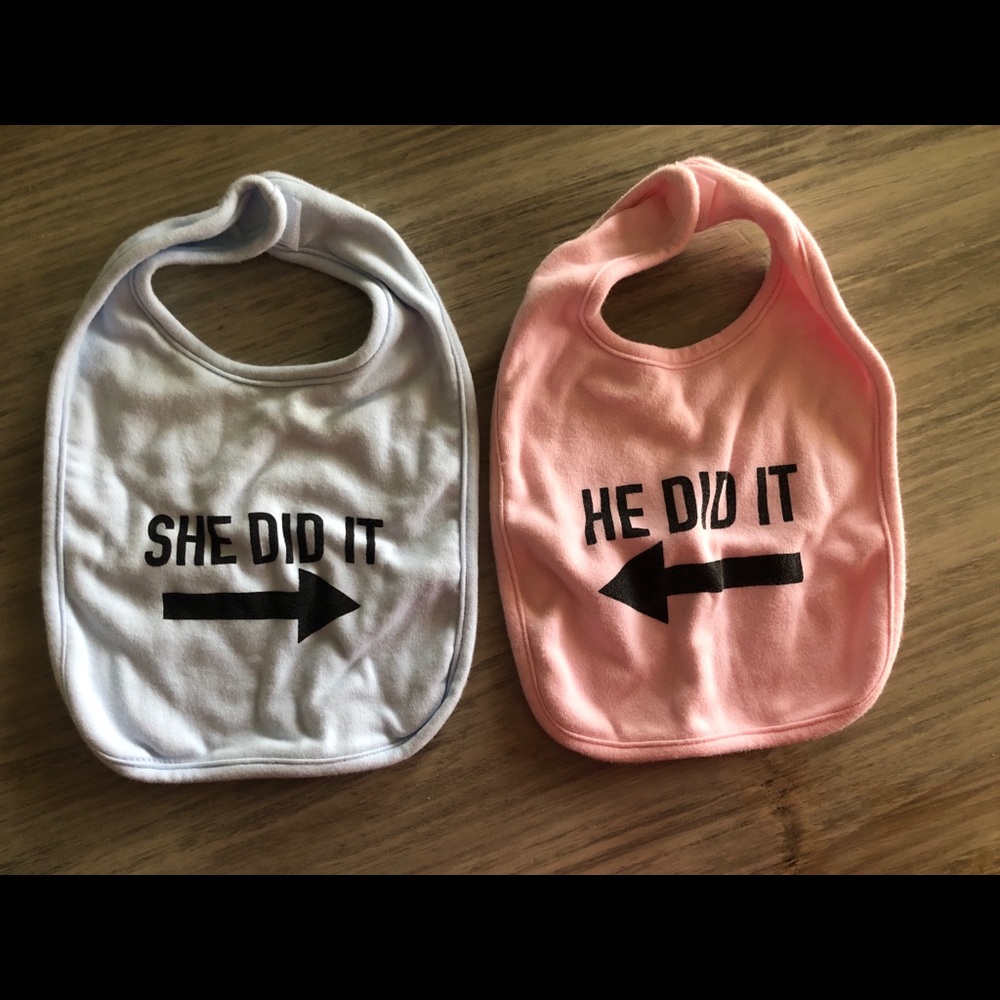 He Did It She Did It Twin Bibs